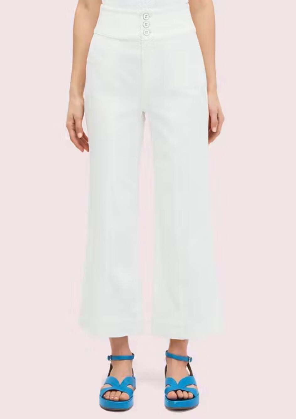 Kate Spade New York White Wide Leg Cropped Pants Size 32